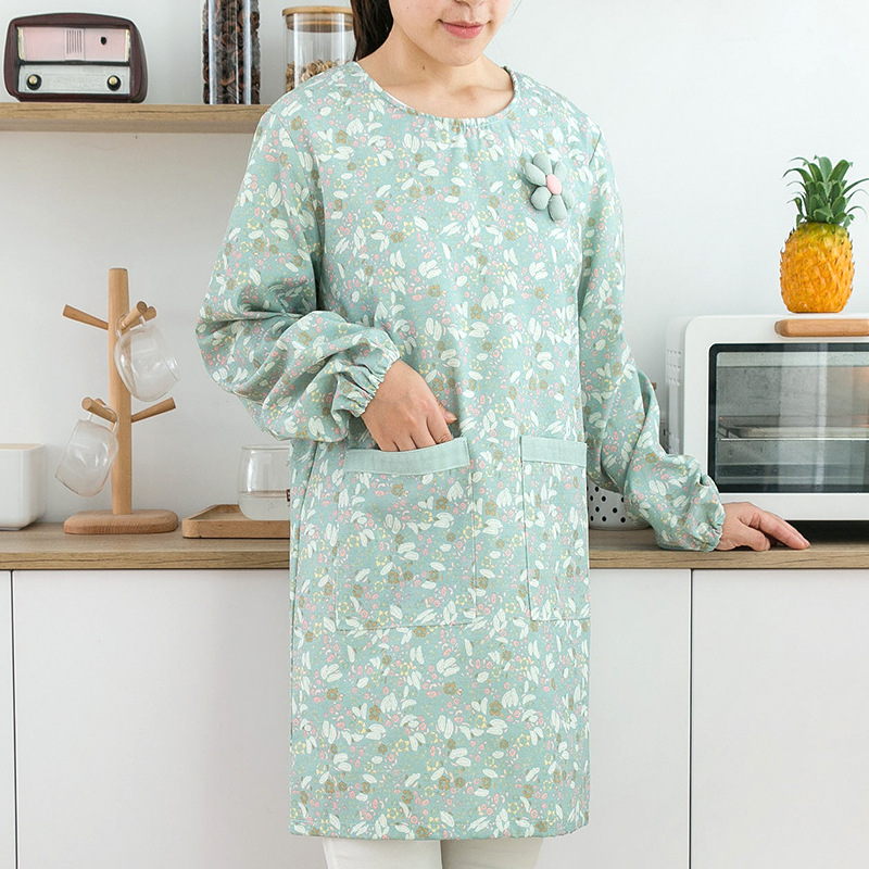 Kitchen Job - Женский хлопковый фартук с длинными рукавами,