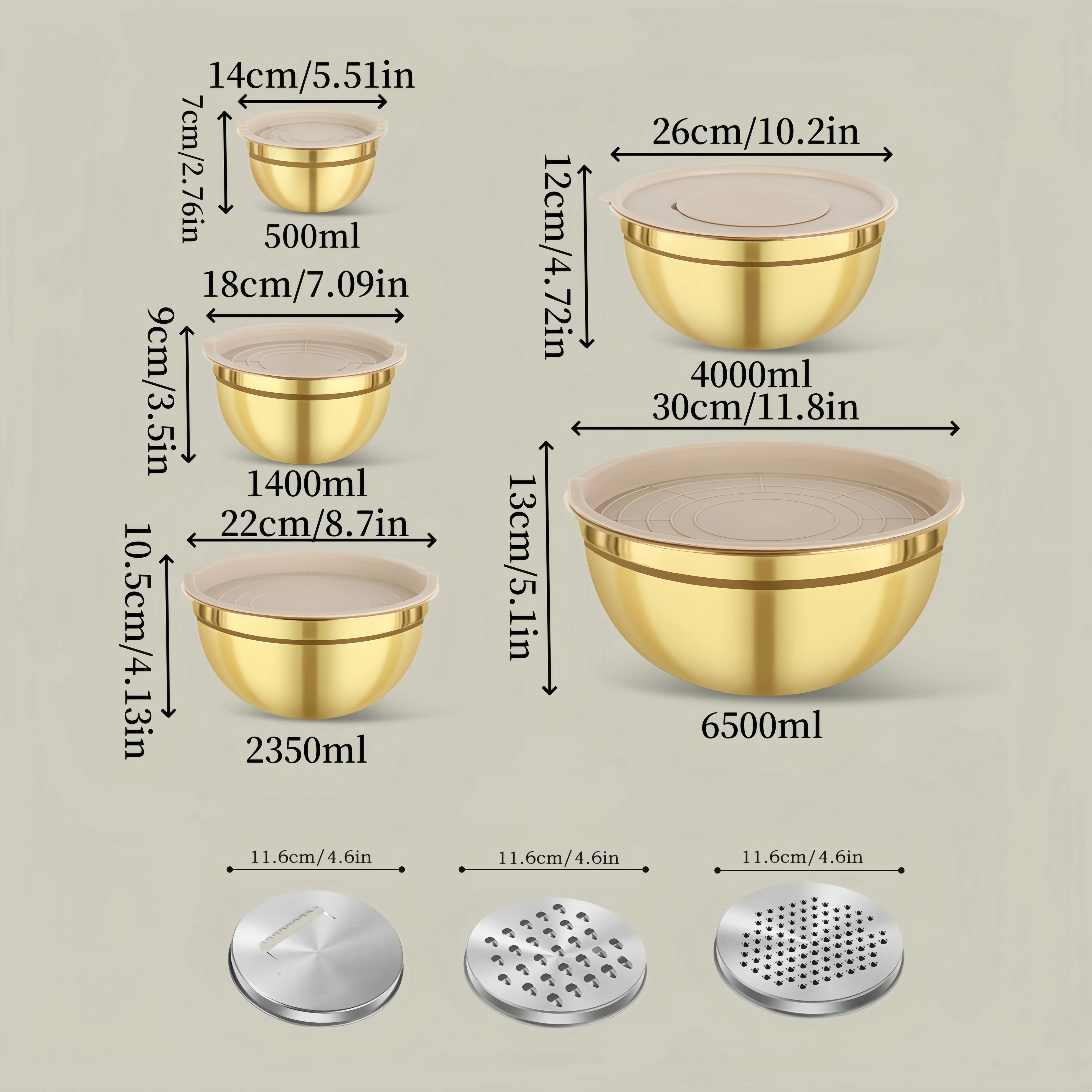 Набор мисок из золотой нержаве – обзор и цена Kitchen Baking Bowls