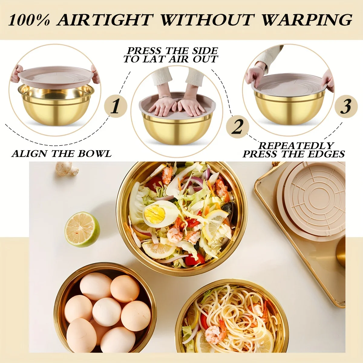 Набор мисок из золотой нержаве – обзор и цена Kitchen Baking Bowls